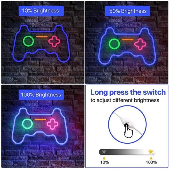Led Dimmable NeonSigns WallDecorations For LivingRoom|Bedroom Gamepad Controller - Picture 3 of 6